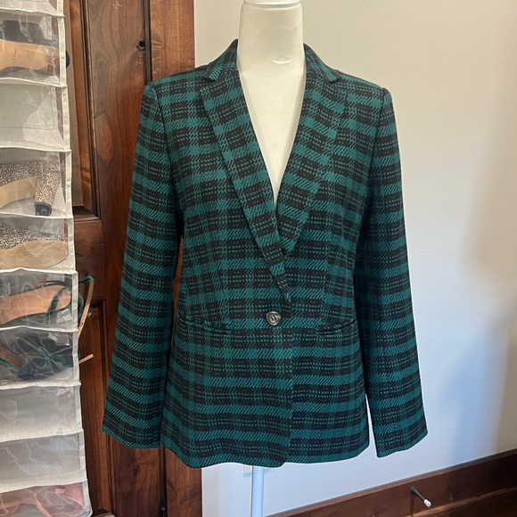 Ann Taylor Jackets & Blazers - Ann Taylor The Notched One-Button Blazer in Plaid Ponderosa Pine 4